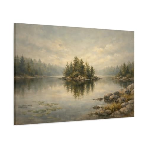 Toile grand format pour mur vide : paysage de lac apaisant 90x60 cm