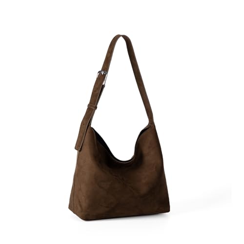 Sac à bandoulière en daim et cuir femme avec poignée supérieure