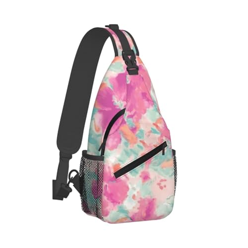 Flower Pattern Crossbody Bag Lightweight Sling Backpack Shoulder Bag for Travel Hiking Chest Pack for Men Women2