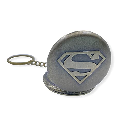 Image of AUGEN Premium Pocket Watch Metal Keychain Superman 2 Retro Vintage for Gifting With Key Ring Anti-Rust (Pack Of 1)