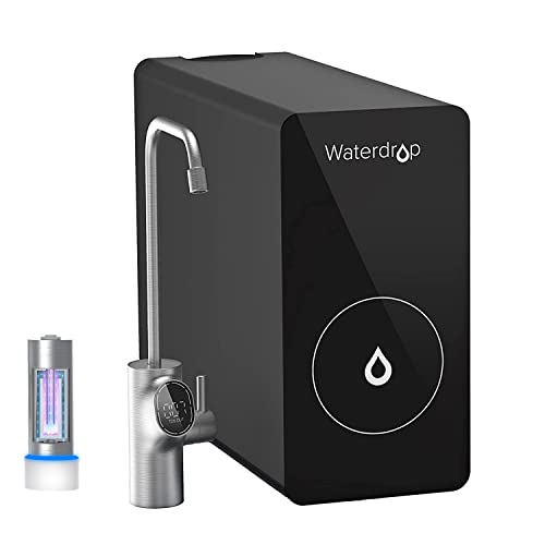 Waterdrop D6 Reverse Osmosis System, 600 GPD Tankless RO Water Filter System, 2:1 Pure to Drain and Waterdrop LED UV͎ Ultrąviolët Water Sterilizër Filter for Kitchen, Mercury-Free, FCC Certified