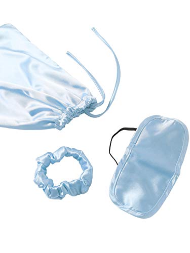 Lyaner Women's Pajamas Set 7Pcs Silk Satin Sleepwear Loungewear Cami Shirt Pj Set Sky Blue Medium #TOP4