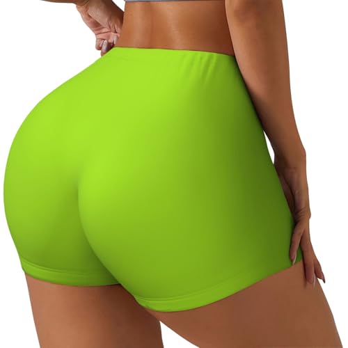 Lime Workout Biker Running Gym Yoga Shorts for Women Tummy Control Booty Spandex2