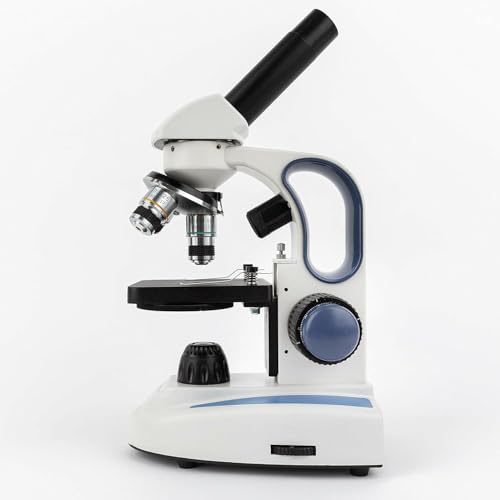 Image of AmScope M158C-2L-E Digital Cordless Compound Monocular Microscope, WF10x and WF25x Eyepieces, 40x-1000x Magnification, Upper and Lower LED Illumination with Rheostat, Brightfield, Single-Lens Condenser, Coaxial Coarse and Fine Focus, Plain Stage, 110V or Battery-Powered, Includes 0.3MP Camera and Software