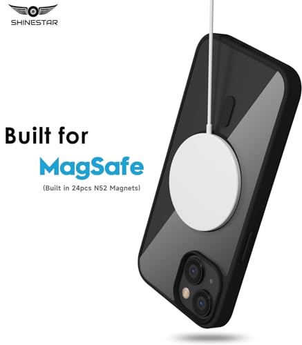 Image of SHINESTAR Clear Case for iPhone 14 Compatible with Magnetic Charging- Premium Transparent Protective Cover with Enhanced Durability - Sleek and Slim Design - Black Magsafe
