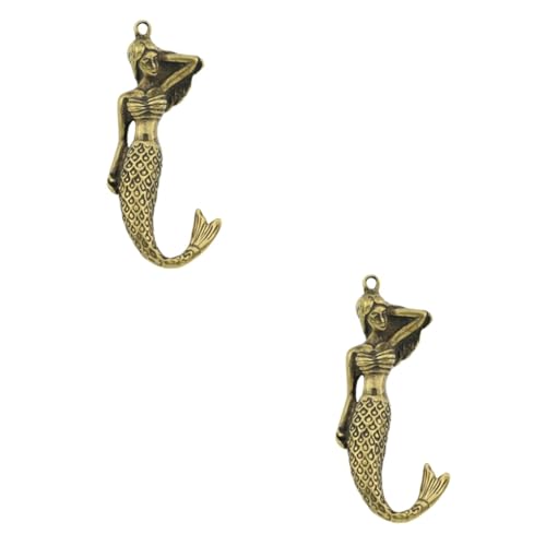 Housoutil 2 Piezas Adorno de de Sirena Vintage Cobre Colgante Creativpara Mochilas y Bolsos Charm de Decoración Duradera y para Personal