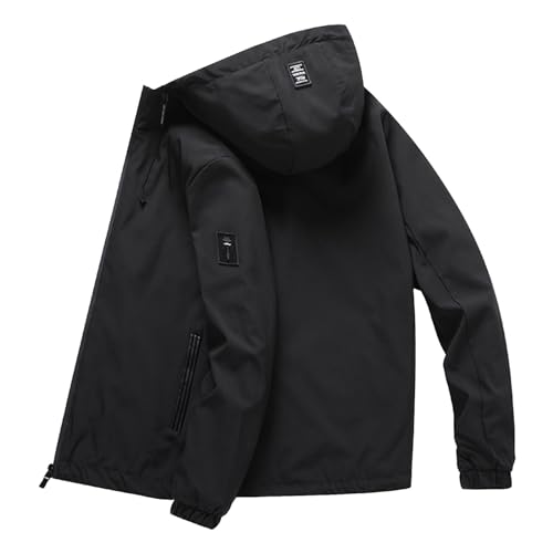 Generisch Chaqueta softshell para hombre, resistente al agua, cortavientos, chaqueta de entretiempo, chaqueta funcional, chaqueta funcional para senderismo, chaqueta ligera, A1-negro., L