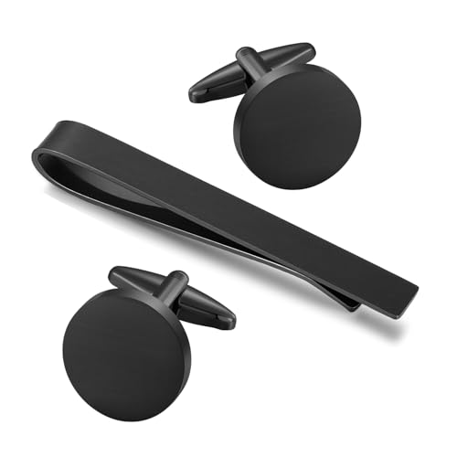Image of GWD Cufflinks and Tie Clip Set Personalized Cuff Links Business Wedding
