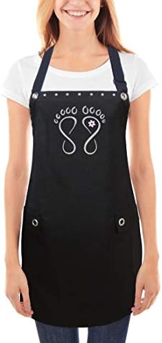 Manicure Pedicure Nail Tech Apron, Footprints Flower (Pink)