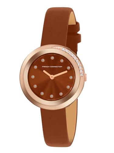 Image of French Connection Sunray Brown Round Dial with Brown Leather Strap Watch - for Womens FCO1BRL