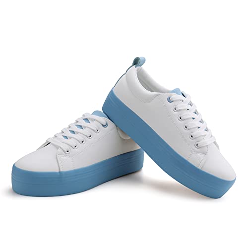 Image of JABASIC Women Lace Up Platform Sneakers Comfortable Casual Fashion Sneaker Walking Shoes