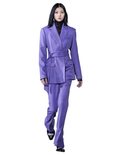 Costume deux pièces femme smoking chic pantalon et veste revers échancré pour soirée