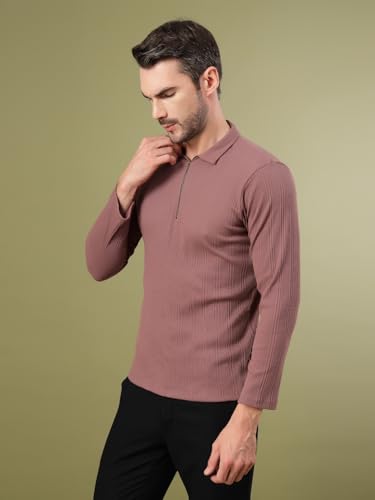 Image of Rigo Printed Casual T-Shirts for Men | Waffle Knit Solid T-Shirt for Men | Full Sleeves T-Shirts for Men