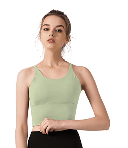 Image of Redqenting Longline Sports Bra for Women with Removable Padded,Sexy Criss Cross Back Strappy Yoga Bras Workout Tank Tops