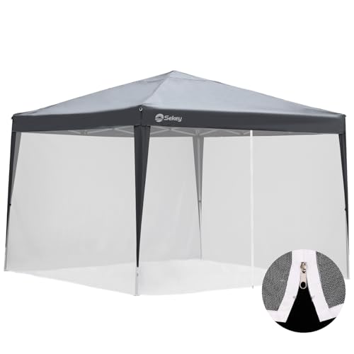 Sekey Mosquitera para Cenador 3 * 3M Gazebo Mosquitera con Cremallera e Tiras de Velcro, Blanco