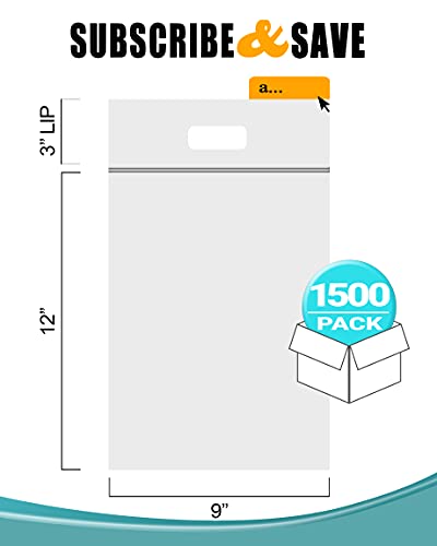 APQ 1500 Pack Die Cut Zipper Bags 9 x 12 Thickness 3 Mil, 3 inch Lip. Clear Poly Handle Bags 9x12. Polyethylene Industrial Plastic Bags for Food Service, Health Needs.