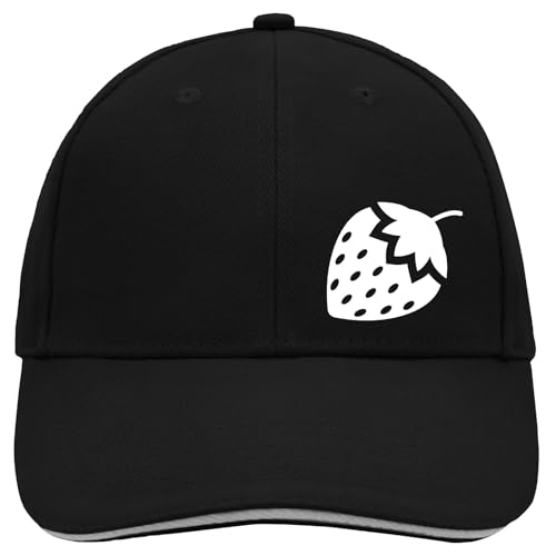 Huuraa Cappy Mütze Erdbeere Strawberry Black/Light Grey Baumwolle 6-Panel Kappe Geschenkidee