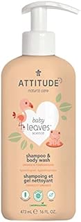 ATTITUDE 2-in-1 Shampoo and Body Wash for Baby, EWG Hypoallergenic Plant- and Mineral-Based Ingredients, Vegan and Cruelty-Free, Orange & Pomegranate, 16 Fl Oz