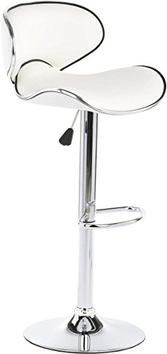 Displays2go Butaco giratorio con respaldo | Altura ajustable, reposapiés, cuero sintético, blanco, modelo BRSTLPUB1W miniatura 1