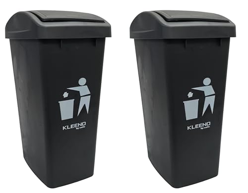 Cello Plastic Garbage Swing-Lid Dustbin 48 Ltr, Black//Black (COMBO)