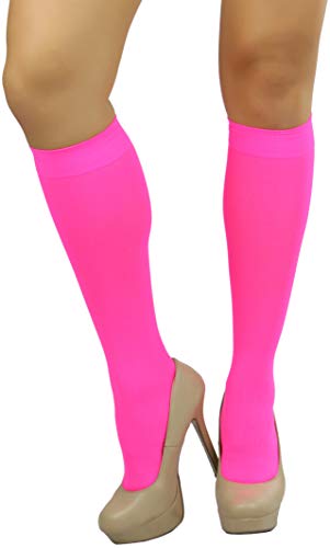 Image of ToBeInStyle Women's Opaque Knee High Nylon Fashion Socks Solid & w /Front Satin Bow