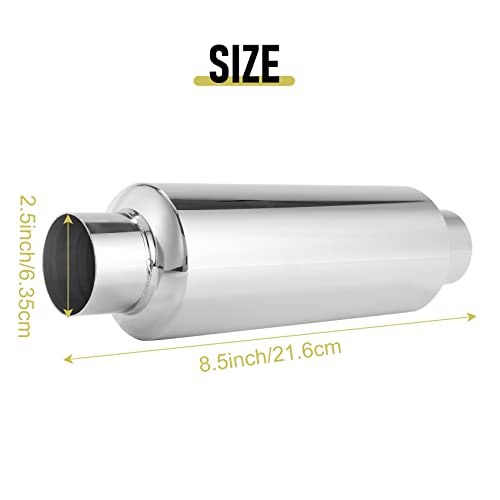 Lobamop Auto Auspuff SchalldäMpfer 2,5 Einlass Edelstahl Universal Resonator 12 LangleistungsschalldäMpfer