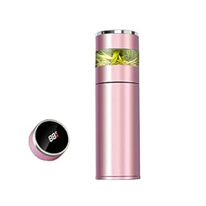 Tea Infuser Bottle – Coffee thermos – Smart Sports Water Bottle with LED Temperature Display,Double Wall Vacuum Insulated Water Bottle – Travel Tea Mug with Stainless Steel Filter (Pink)