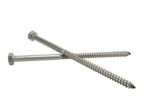 Exclusive Discount 50% Price Stainless 1/4 x 5" Hex Lag Screw (1" to 5" Lengths Available in Listing), 18-8 Stainless Steel, 50 Pieces (1/4 x 5")
