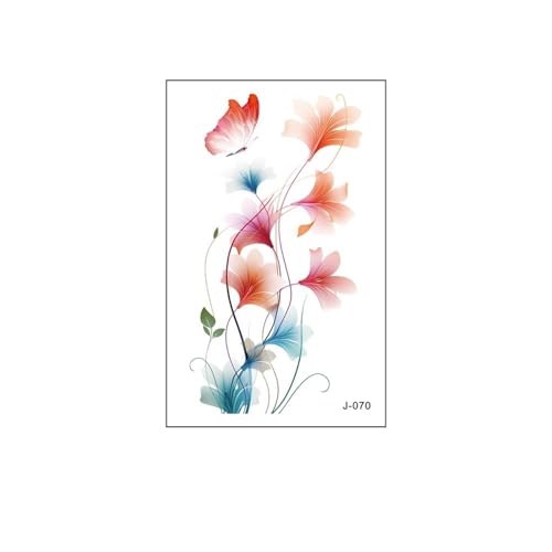 大人の一時的な入れ墨、 10枚のカラフルな花の形のタトゥーステッカー防水使い捨てタトゥーステッカー手、鎖骨、胸、傷、リアルなフェイクタトゥー用(J-070)