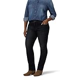 Riders by Lee Indigo Women's Petite Plus Size Midrise Straight Leg Jean Pants, Blackened, 16W Petite