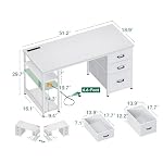 AODK 51 Inch Computer Desk with Drawers & USB Power Outlets - Reversible Home Office Desk with Storage Shelves, Work from Home, Modern Work/Writing/Study Table for Bedroom, White - Image 3