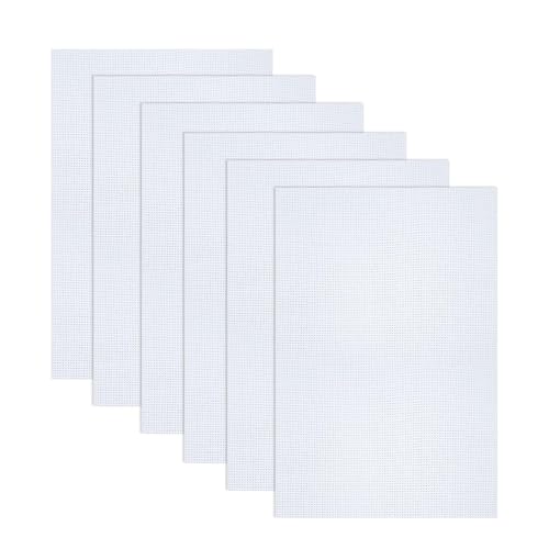6pcs 14-Count Reserve Ai-da Fabric 11.8 x 17.7 White Cross Stitch Fabric for Craft Embroidery Beginners Handmade Needlework DIY 45 x 30CM