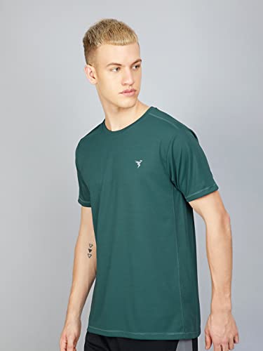 Image of TECHNOSPORT Men's Slim Fit Polyester Activewear Sports T-Shirt with Moisture-Wicking Comfort for Workout, Running & Gym