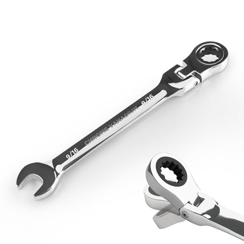 Image of Egofine 9 /16 Inch Ratchet Wrench Flex Head, Ratcheting Combination Wrench SAE, Industrial Grade Gear Spanner with 12 Point Box End, 72-Teeth Ratchet, Chrome Vanadium Steel