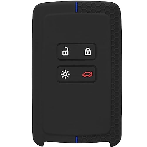 AUTOZOCO Funda Silicona Mando Llave Del Coche 4 Botones Compatible Con Renault Y Dacia - Funda TPU - Protege Llaves Compatible Con Dacia Y Renault - Negro Y Azul