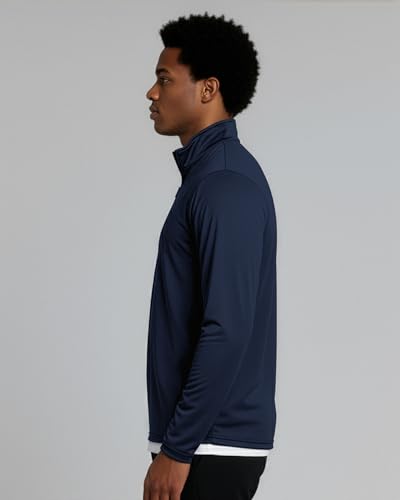 Image of Real Essentials 3 Pack: Men's Dry-Fit Active Quarter Zip Long Sleeve Athletic Performance Pullover (Available in Big & Tall)