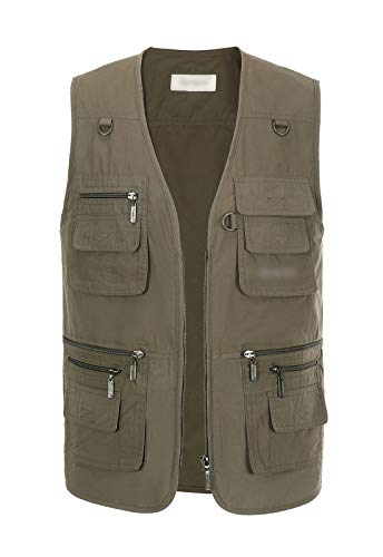 Hbufnha Outdoor Vest For Men Work Fishing Travel Safari Ranger Vest Multi Pockets Vest Jacket For Hunting Hiking 01-Gy-L #TOP1