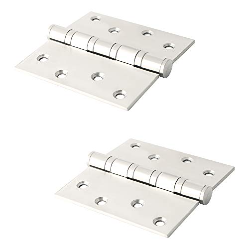 Alise Door Hinges,Quiet And Smooth Bearing Hinge For Doors,4X4 Inch Square Corner Gate Hinges,Heavy Duty Stainless Steel Hinge Door Hardware Replacement Parts,Brushed Nickel(Pack Of 2) #TOP24