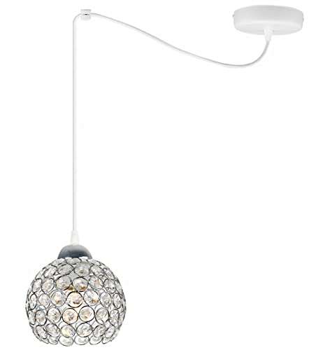 Light-Home Spider Crystal Lampadario a Sospensione - Lampadario Ragno per Soggiorno Camera da Letto e Cucina - Lampade a Sospensione in Vetro con Paralume Moderno - 1 Luce - E27 - Cromo
