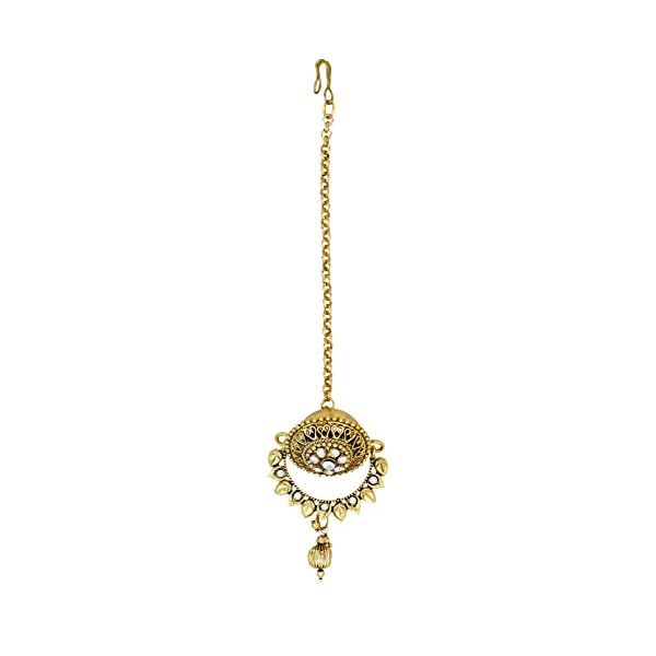 Zaveri Pearls Gold Toned Glittering with Diamonds Borla Maang Tika for Women - ZPFK5623