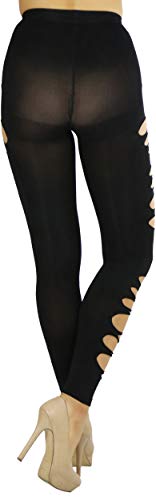 Image of ToBeInStyle Women's Slashed Ripped Shredded Distressed Hosiery Tights Leggings Music Festival