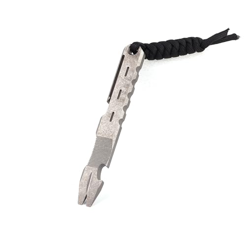 Hamans Titanium EDC Pry Bar with Nail Puller Bottle Opener Function with Pocket Clip EDC Tool (Grey)