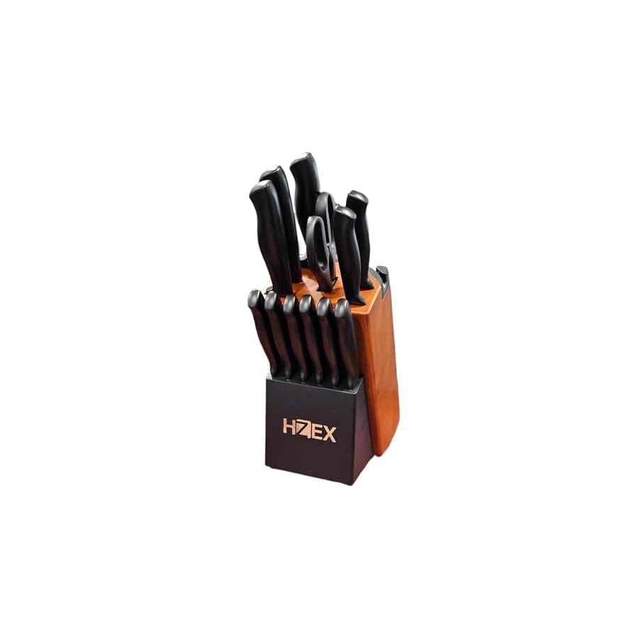 Premium-Kitchen-Knife-Set-13-Piece-Knives-Set-in-Block-Built-in-Sharpener-High-Carbon-Stainless-Steel-Knives-in-Matte-Black-Durable-Chefs-Butcher-Steak-Paring-Utility-Bread-Knifes HZEX Premium Kitchen Knife Set, 13-Piece Knives Set in Block, Built-in Sharpener, High Carbon Stainless Steel Knives in Matte Black, Durable Chef's Butcher Steak Paring Utility Bread Knifes