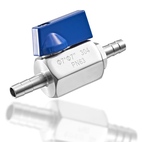 Válvula de bola de 1/4 pulgadas – Manguera de acero inoxidable ID Barb Mini válvula de cierre para riego de combustible por goteo de agua de gas