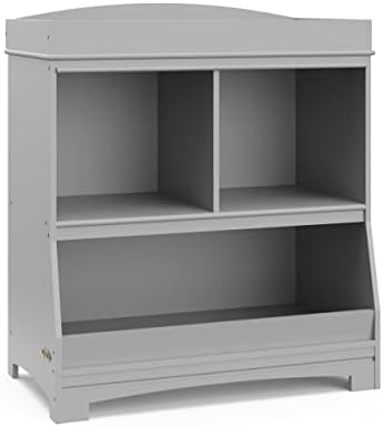 Graco Benton Changing Table with Storage (Pebble Gray) – GREENGUARD Gold Certified, Designed to Fit Standard-Size Baby Changing Pad, Storage for Nursery and Kids Bedroom, Changing Table Organizer