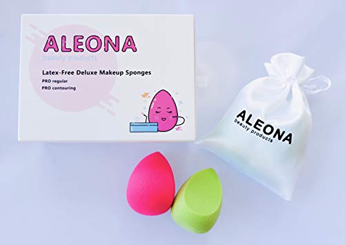 ALEONA Beauty Makeup Blender Set of 2 Makeup Sponges - Ideal for Foundation, Powder or Concealer