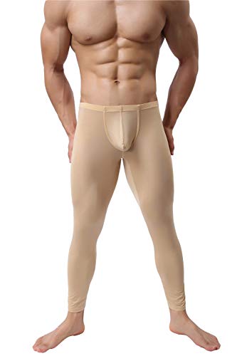 Iyunyi Mens Thin Ice Silk Compression Baselayer Thermal Long Johns Underwear Nude #TOP1