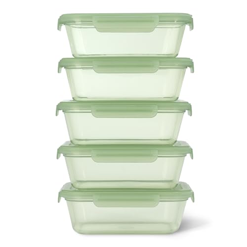 Ello Snap & Nest 10-Piece 4.5 Cup Plastic Meal Prep Set, Reusable Food Containers for Healthy Eating, Freezer, Dishwasher Safe, Sage