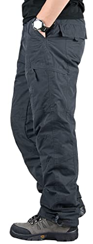 EXEKE Men's Fleece Lined Hiking Pants Windproof Insulated Snow Pants Winter Work Cargo Pants2