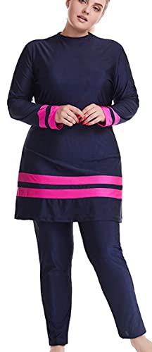 Awesocrafts Maillots de bain musulmanes pour femme grande taille Burkini musulman Maillots de bain hijab, bleu marine, 4X-Large Cover